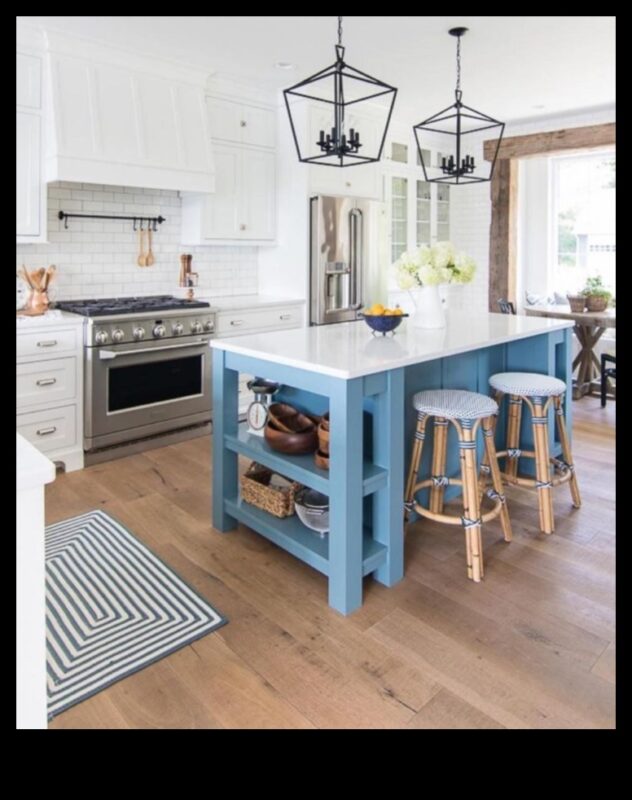 كيفية الحصول على مطبخ مستوحى من المناطق الساحلية مع لمسات زرقاء باستخدام أفكار الديكور؟