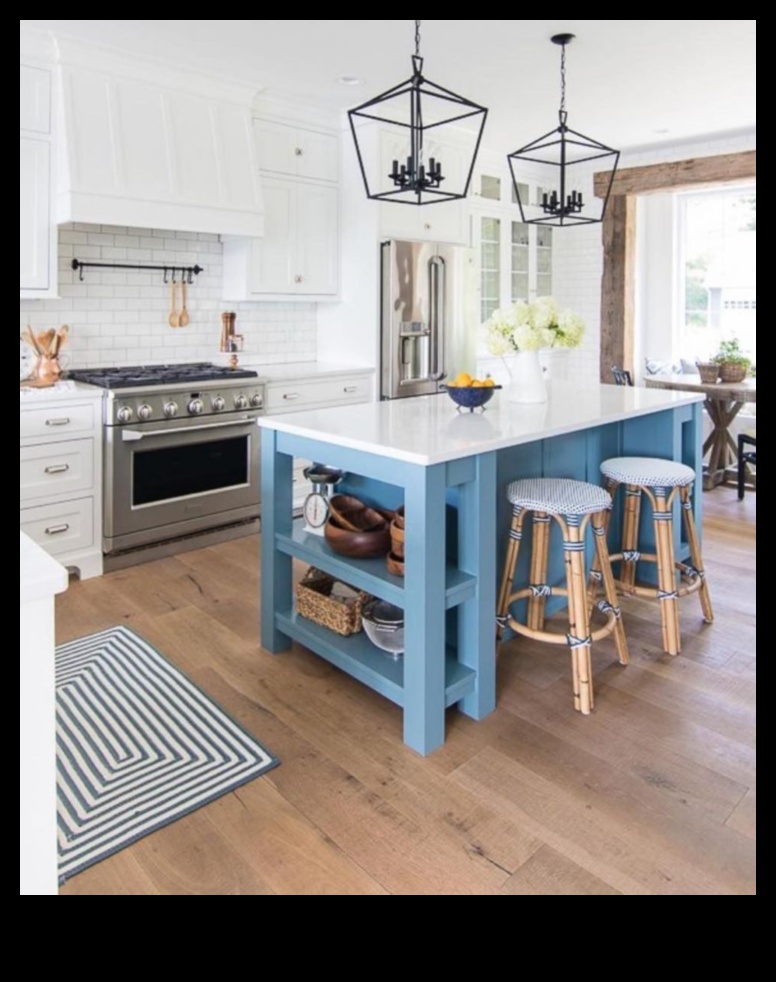 كيفية الحصول على مطبخ مستوحى من المناطق الساحلية مع لمسات زرقاء باستخدام أفكار الديكور؟